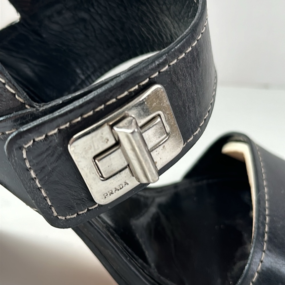 PRADA Block High Heel Sandals Sz 39 - Picture 4 of 16